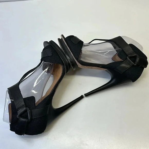 LAMB by Gwen Stefani High Heels Stiletto Platform Leather Shoes Black Size 8.5 - Picture 8 of 12